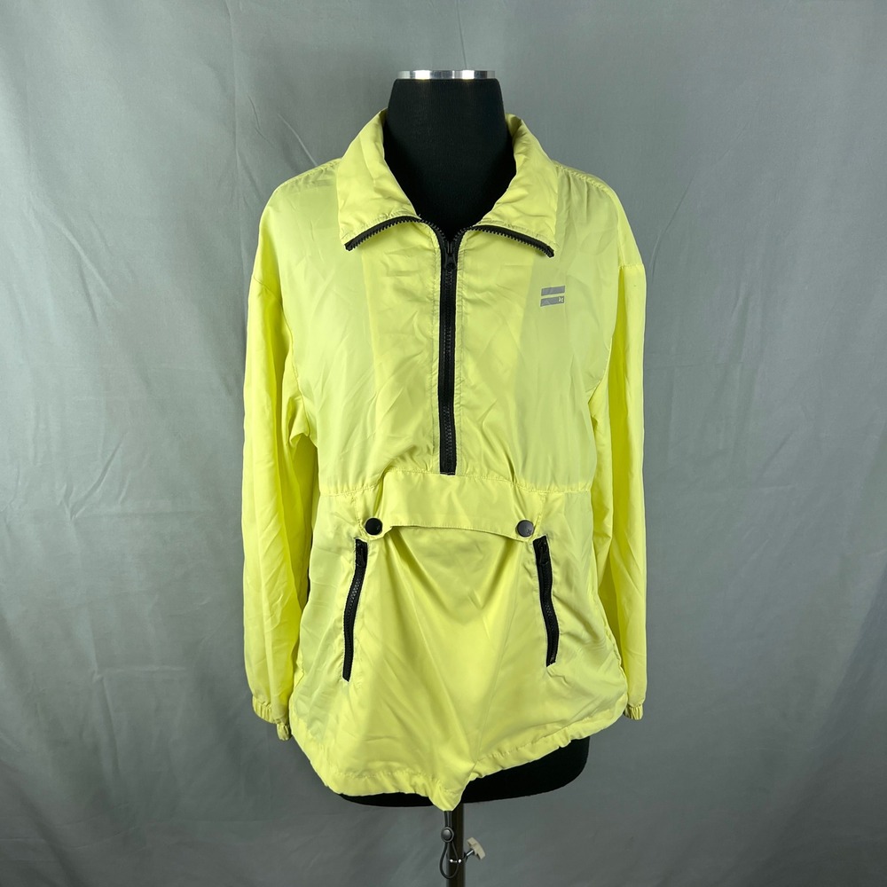 Hurley Jacket Womens Medium Yellow Logo Half Zip Wind Resistant Drawcord Hem